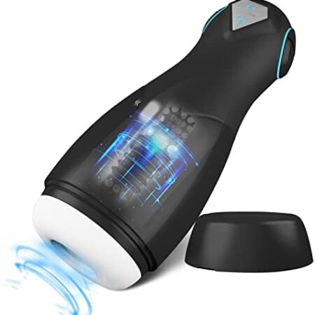 Electric Male Masturbator Cup with 5 Suction 12 Vibrating for Penis Stimulation, LVFUNCO Automatic 3D Textured Blowjob Pocket Pussy for Men Masturbation Penis Stimulation, Adult Male Stroker Sex Toys