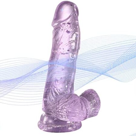 Realistic Dildos Feels Like Skin, Clear Dildo with Suction Cup for Hands-Free Play, Body-Safe Material and Adult Sex Toys for Women (Purple, 6.1In*1.4in)
