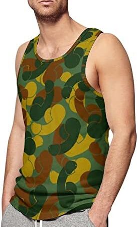 BAIKUTOUAN Military Camo Penis Men's Sleeveless Vest Full Print Tank Top Shirts Tee For Casual Gym Workout