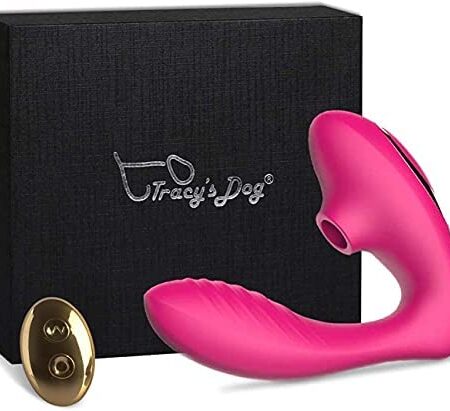 Tracys Dog Pro 2 in Pink, Clitoris Sucking Vibrator & G Spot Dildo with 10 Strong Sucking & Vibration Patterns for The Ultimate Female Orgasm, Includes A Remote for Teasing, One Size