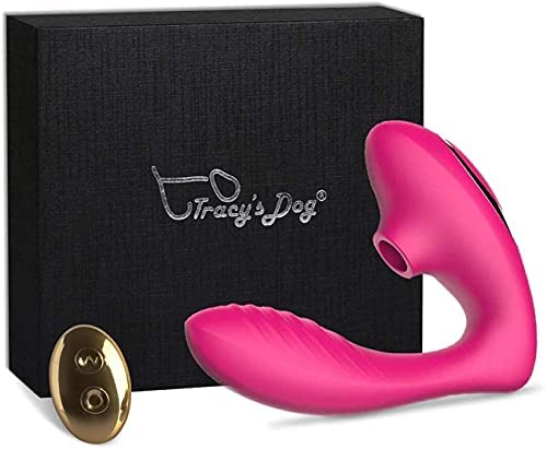 Tracys Dog Pro 2 in Pink, Clitoris Sucking Vibrator & G Spot Dildo with 10 Strong Sucking & Vibration Patterns for The Ultimate Female Orgasm, Includes A Remote for Teasing, One Size