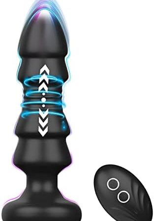 Thrusting Anal Vibrator Prostate Massager for Men Women, Telescopic Vibrating Anal Plug Stimulator Toys with 5 Modes, Remote Control Butt Plug Anus Stimulating Anal Sex Toys G Spot Dildo Vibrators