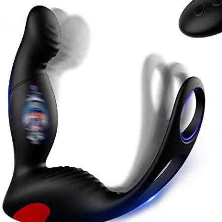 Anal Toys Prostate Massaging Toy, 3-in-1 Remote Control Prostate Sex Toys with Penis Ring Massager Anal Toys Butt Vibrant Plug for Man, Sex Thrusting Dildo Toy, G-Spot Sex Toys for Men
