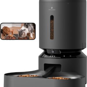 PETLIBRO Automatic Cat Feeder with Camera, 1080P HD Video with Night Vision, 5 GHz Wi-Fi Pet Feeder for 2 Cats, App Control, Real-Time Voice, Low Food & Blockage Sensor, Motion & Sound Alerts via App