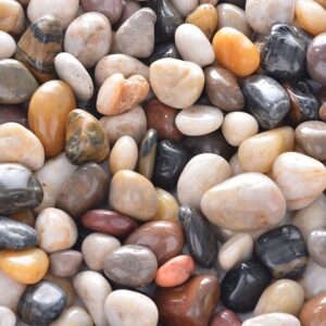 Aleker Decorative Pebbles, 2.2lb Natural Small Polished Mixed Stones Gravel for Plant Aquariums, Flowerpot, Landscaping, Ponds,Terrariums Vase Fillers, DIY, Home Garden Decoration(Approx.0.5-1.2 inch)