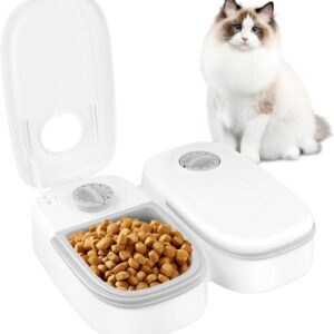 Automatic cat feeder 2 Pcs, 350ml Electronic Timed Dry and Wet Food Dispenser, 48-Hour Timer, Small and Medium Pets Automatic Food Feeder Set