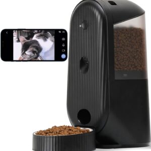 FUKUMARU Automatic Cat Feeder, 2 in 1 Automatic Pet Feeders with Camera and Audio, Support DIY Meals and Timed Control WiFi Cat Food Dispenser, Suit for Cat and Dog