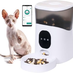 Pawmate Automatic Cats Feeders,Cat Feeders Automatic Support Alexa,5L Cat Food Timer Dispenser with Bluetooth App Remote Control,Automatic Feeders for Dogs with Programmable Portion Control