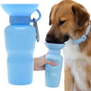 Springer Classic Travel Dog Water Bottle – 625ml Portable Water Bottle for Dogs with Patented Leak-Proof Design for Dog Walking, Hiking and Traveling, BPA-Free Materials (Sky Blue)