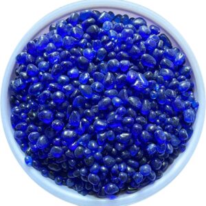 KISEER Clear Aquarium Glass Beads Bulk 1 Pound Glass Gems Marbles Pebbles Gravel Rock for Aquarium, Fish Tank, Garden, Vase Fillers, Succulent Plants Decor (Blue)