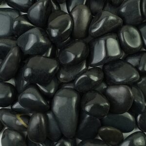 High Polished Black Pebbles - Shiny Black Stones, Decorative Black River Rocks for Plants, Aquarium Gravel, Fish Tank, Landscaping, Vase Filler, Garden Pavment Rocks and Home Decoration (Small, 2LB)