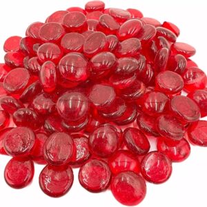 ARSUK 80 Pcs Red Pebbles - Glass Pebbles for Decoration in Fish Tanks, Aquariums, Vases, Plant Pots, Gardens, and Home Decor - Fish Tank Gravel, Stones, Beads, Nuggets, and Crystal Gemstones