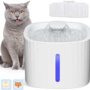 SINZUX Cat Water Fountain, 3L Automatic Electric Flower Style Dispenser With LED Water Level Window, Super Quiet Drinking Fountain with 3 Pieces Replaceable Filter for Cats,Dogs,Multiple Pets