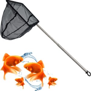 Anseom 1 Piece Telescopic Aquarium Fish Net Telescopic Fish Net for Fish Tank Nylon Fine Mesh Fish Net with Extendable 21-40cm Long Handle Durable 7 x 7cm Square Fish Net